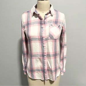 Altar’d State Plaid Flannel Button-Up Collared Long Sleeve